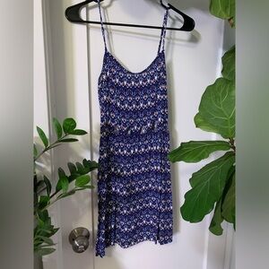Blue tribal pattern summer sun dress